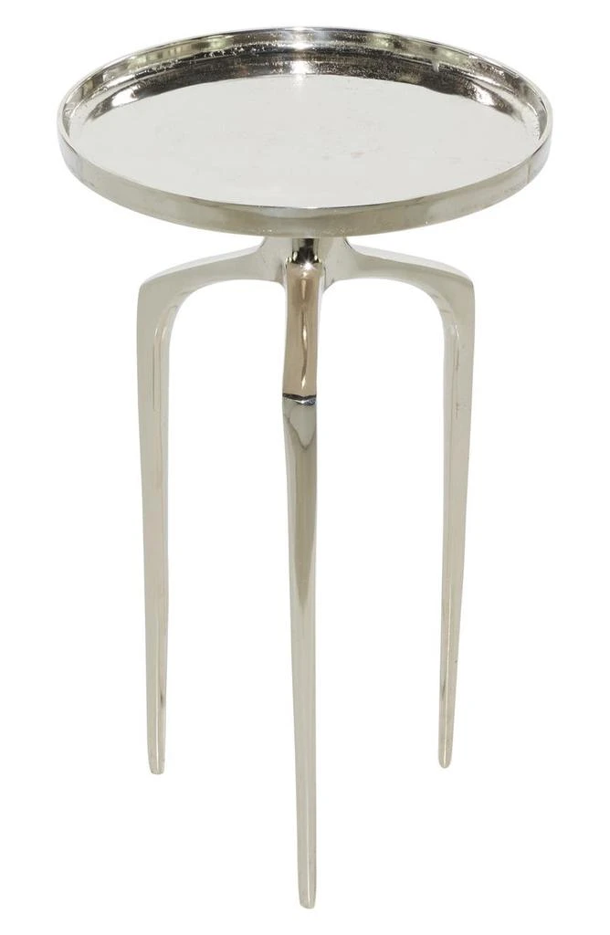 Silver Aluminum Contemporary Accent Table with 3 Tripod Legs 商品