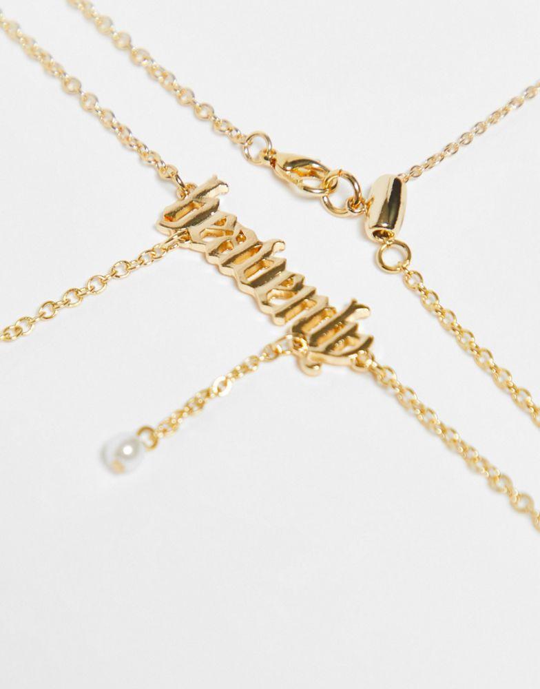 商品Reclaimed Vintage|Reclaimed Vintage inspired unisex heavenly belly chain with pearls in gold,价格¥106,第6张图片详细描述