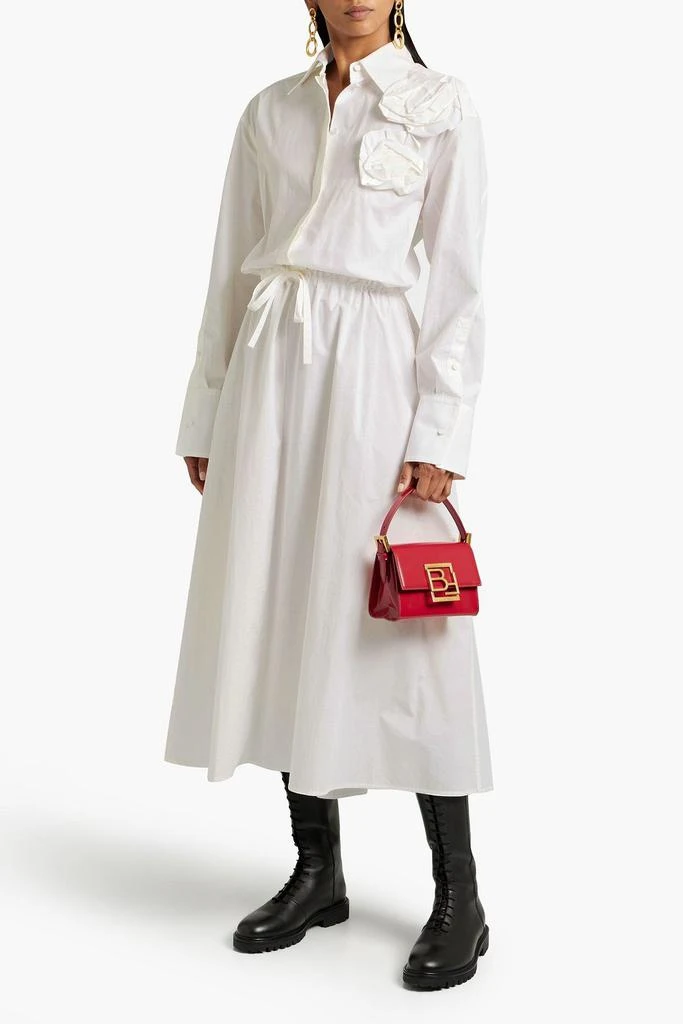 商品Valentino|Floral-appliquéd cotton-poplin midi dress,价格¥11382,第4张图片详细描述