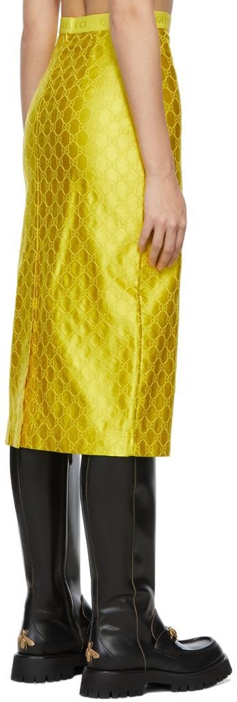 商品Gucci|Yellow GG Embroidered Silk Skirt,价格¥14076,第5张图片详细描述