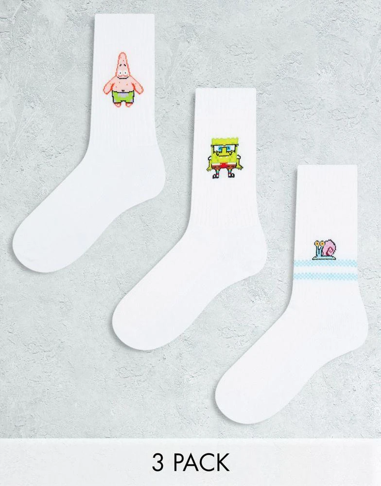 商品ASOS|ASOS DESIGN 3 pack sports socks with Spongebob, Gary and Patrick,价格¥139,第1张图片
