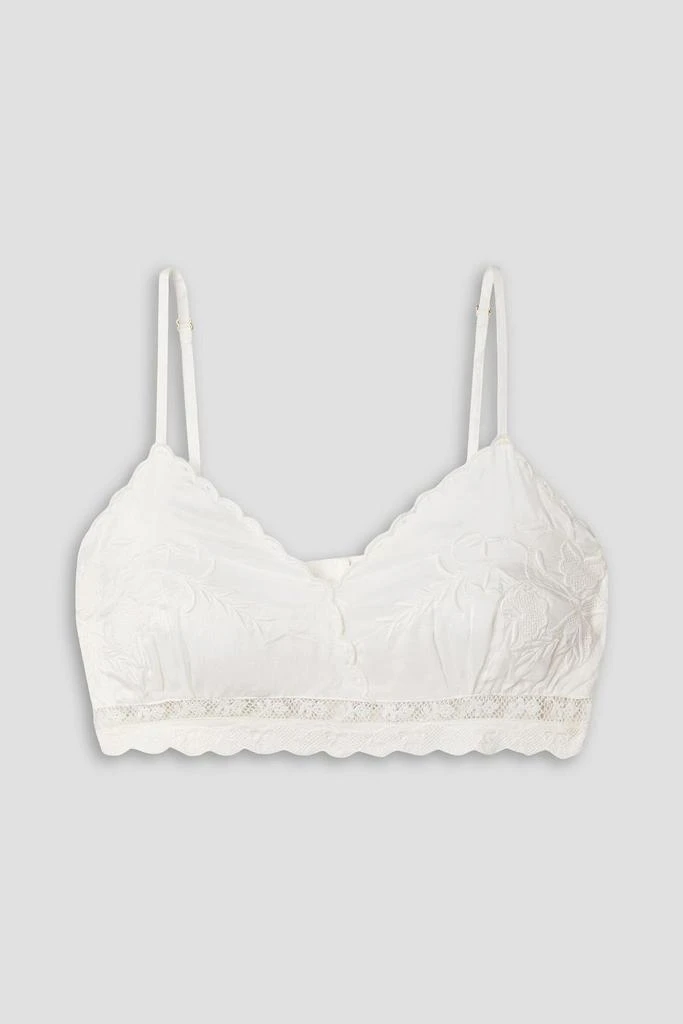 商品LOVESHACKFANCY|Pabla crochet-trimmed embroidered silk bra top,价格¥296,第1张图片