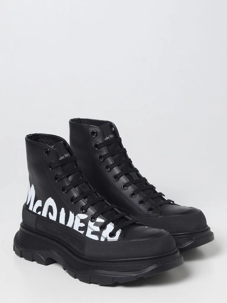 商品Alexander McQueen|Alexander McQueen Tread Slick leather boots with printed logo,价格¥5053,第2张图片详细描述