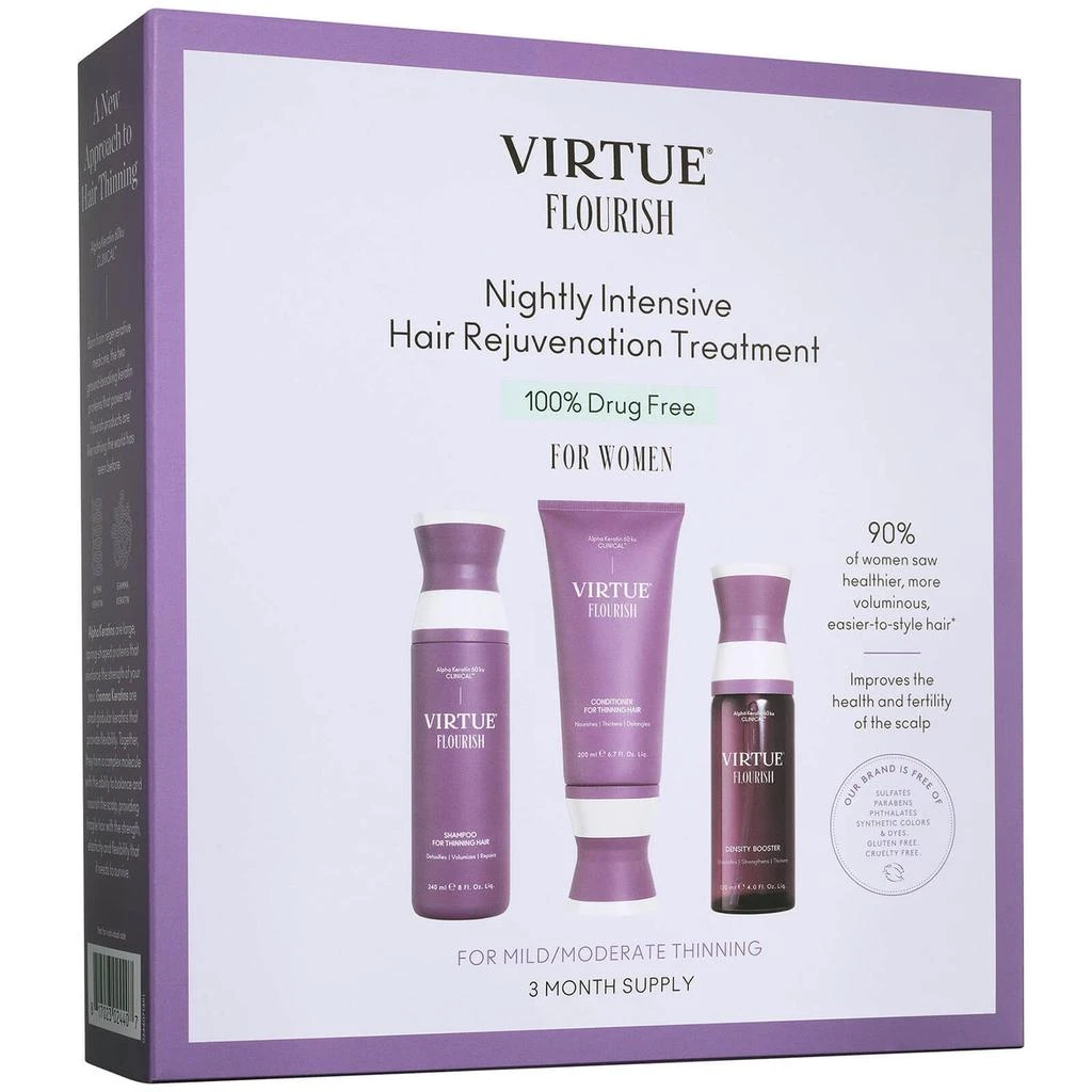 商品VIRTUE|VIRTUE Flourish Nightly Intensive Hair Rejuvenation Treatment Hair Kit 3 piece,价格¥1051,第1张图片