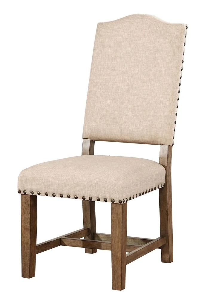 商品Streamdale Furniture|Streamdale Beige Fabric Upholstered Dining Chairs with Nailhead Trim,价格¥5143,第4张图片详细描述