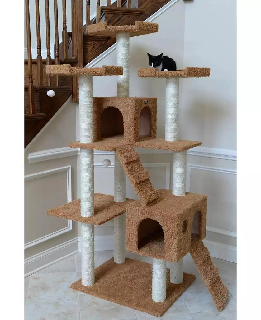 商品Macy's|74" Multi-Level Real Wood Cat Tree With Scratching Posts,价格¥2754,第2张图片详细描述