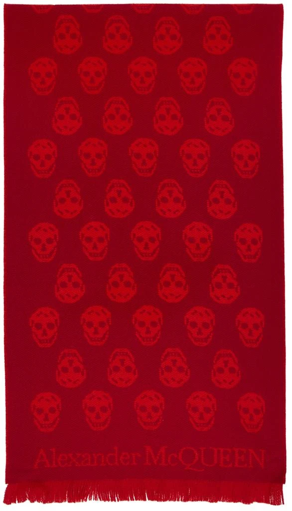 商品Alexander McQueen|Reversible Red & Orange Skull Scarf,价格¥1903,第1张图片