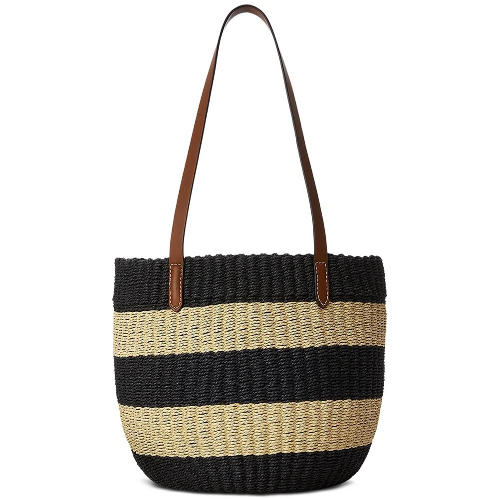 商品Ralph Lauren|Striped Straw Medium Hartley Tote Bag,价格¥2397,第2张图片详细描述