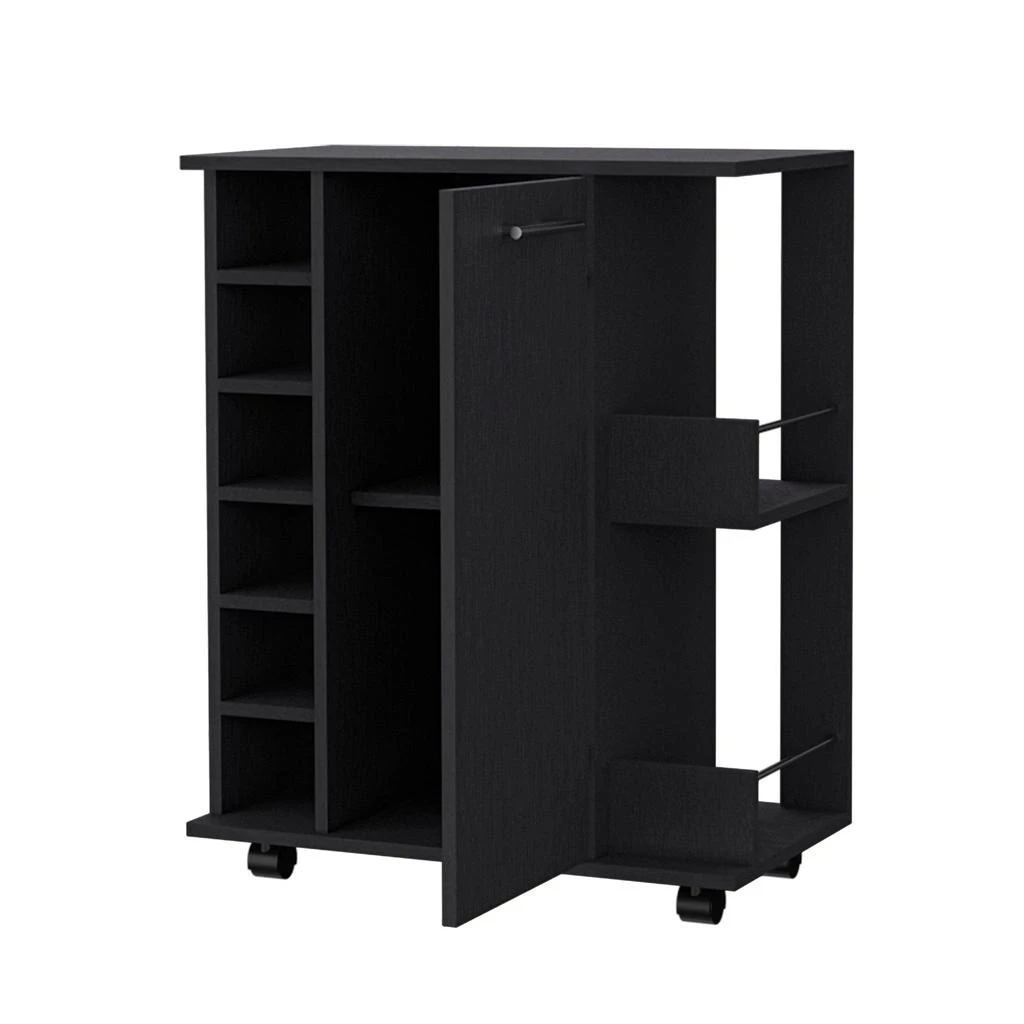 商品Homezia|Black Rolling Bar Cart With Wine Storage,价格¥2118,第3张图片详细描述