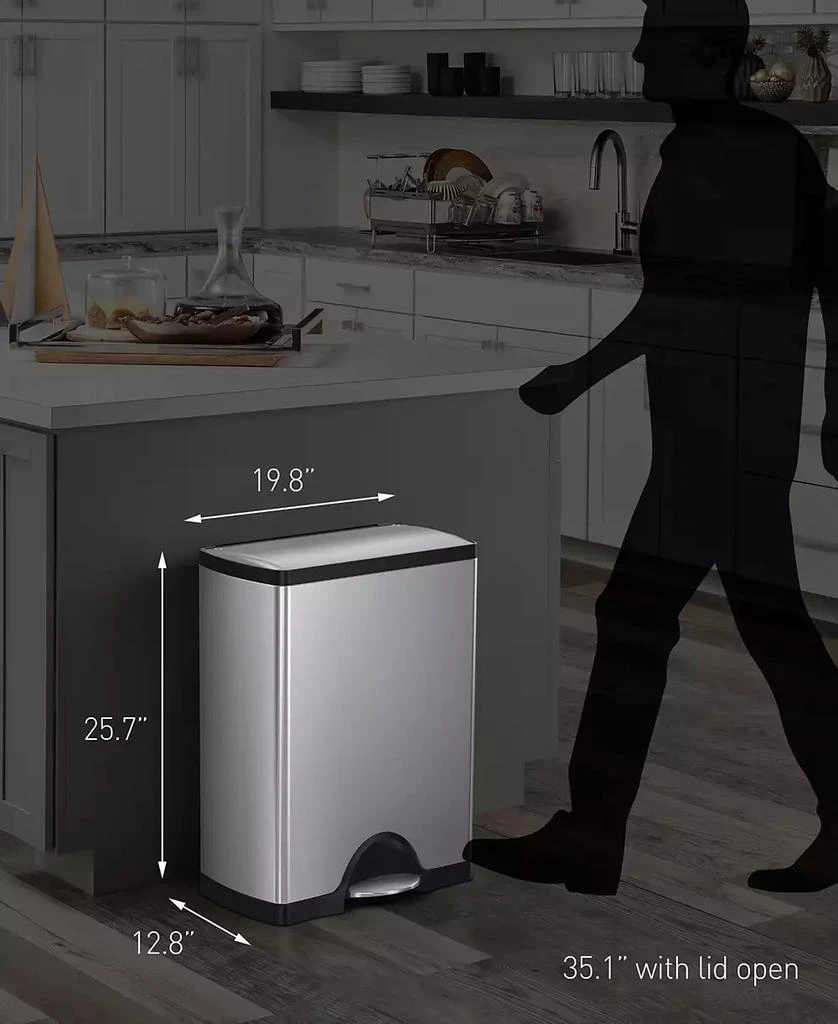 商品simplehuman|Brushed Stainless Steel 50 Liter Fingerprint Proof Rectangular Step Trash Can,价格¥1061,第4张图片详细描述
