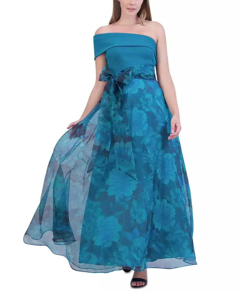 商品Eliza J|Women's One-Shoulder Organza Tie-Waist Gown,价格¥640,第3张图片详细描述