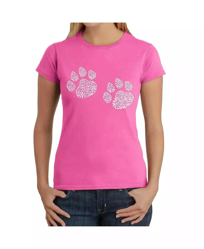 商品LA Pop Art|Women's Word Art T-Shirt - Meow Cat Prints,价格¥146,第2张图片详细描述