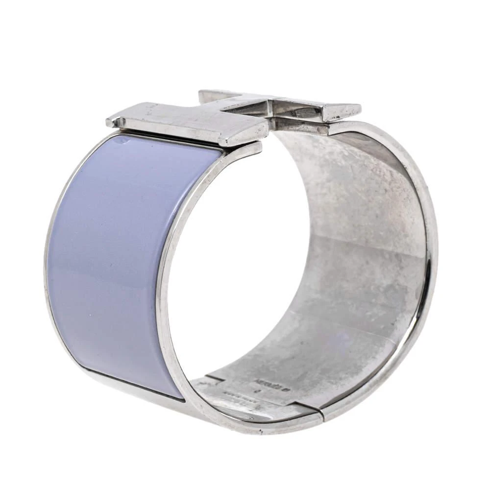 商品[二手商品] Hermes|Hermès Clic Clac H Enamel Palladium Plated Extra Wide Bracelet PM,价格¥3007,第2张图片详细描述