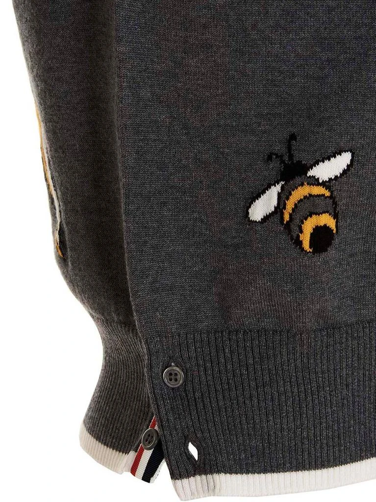 商品Thom Browne|Thom Browne 4-Bar Birds Bee Intarsia-Knitted Polo Shirt,价格¥5076,第3张图片详细描述