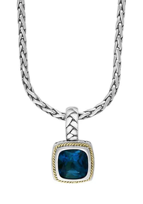 商品Effy|4.65 Ct. T.w. London Blue Topaz Necklace In Sterling Silver And 18K Yellow Gold,价格¥2625,第1张图片