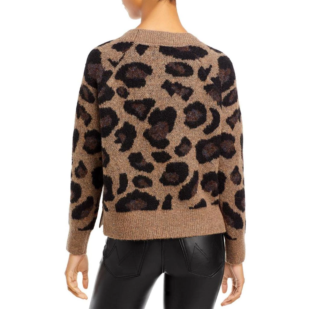 商品AQUA|Aqua Womens Animal Print Ribbed Trim Crewneck Sweater,价格¥154,第2张图片详细描述