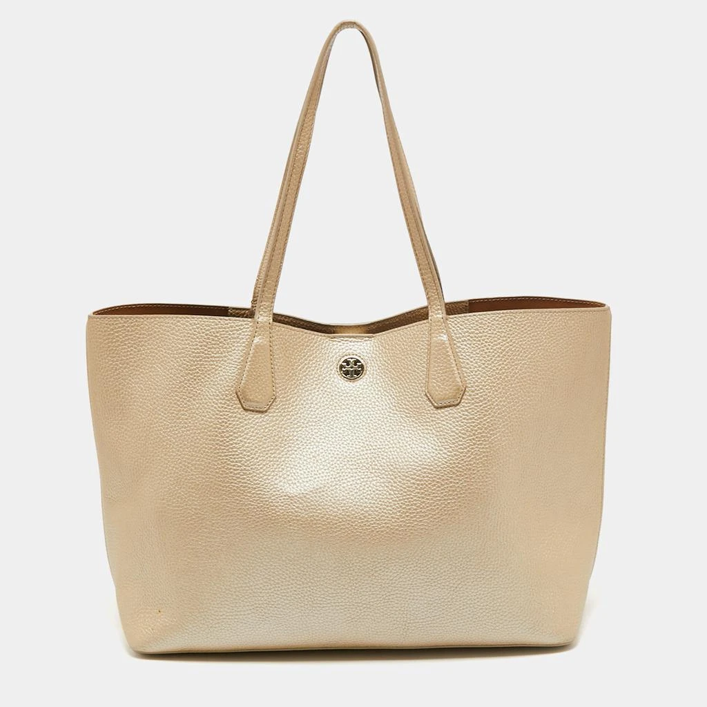 商品[二手商品] Tory Burch|Tory Burch Metallic Beige Leather Perry Tote,价格¥1092,第1张图片