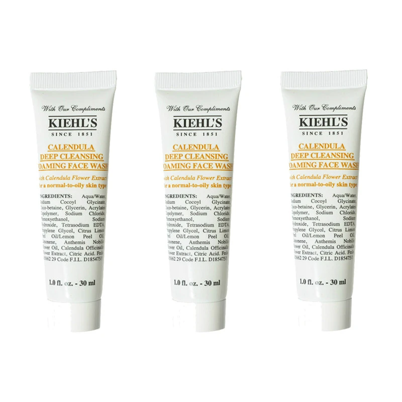 商品Kiehl's|【3件包邮装】KIEHLS 科颜氏 中小样金盏花泡沫洁面啫喱30ml*3,价格¥109,第1张图片