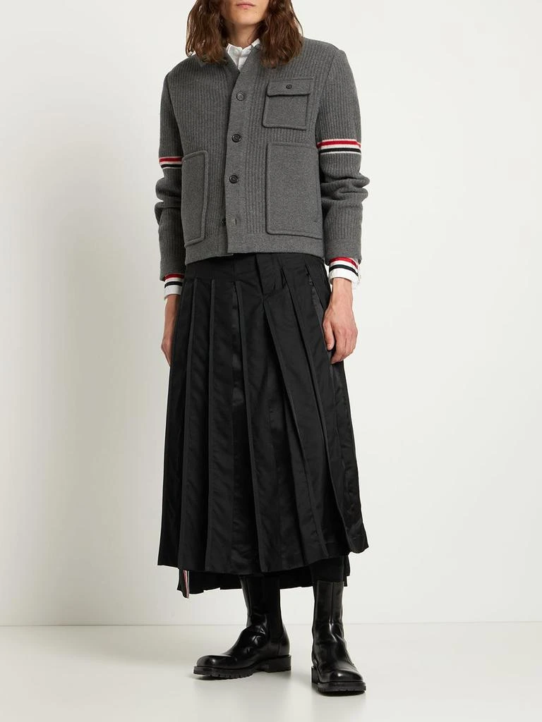 商品Thom Browne|Low Rise Wool & Silk Pleated Skirt,价格¥15829,第1张图片详细描述