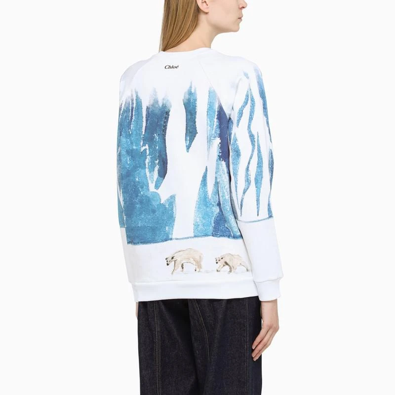 商品Chloé|White/blue cotton crew-neck sweatshirt,价格¥2073,第3张图片详细描述