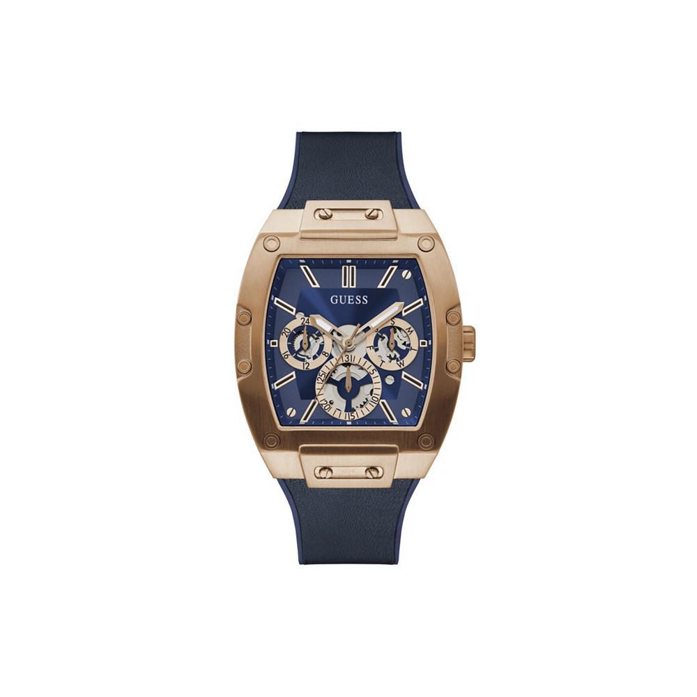 商品GUESS|Men's Blue Leather on Silicone Strap Multi-Function Watch 43mm,价格¥1239,第1张图片