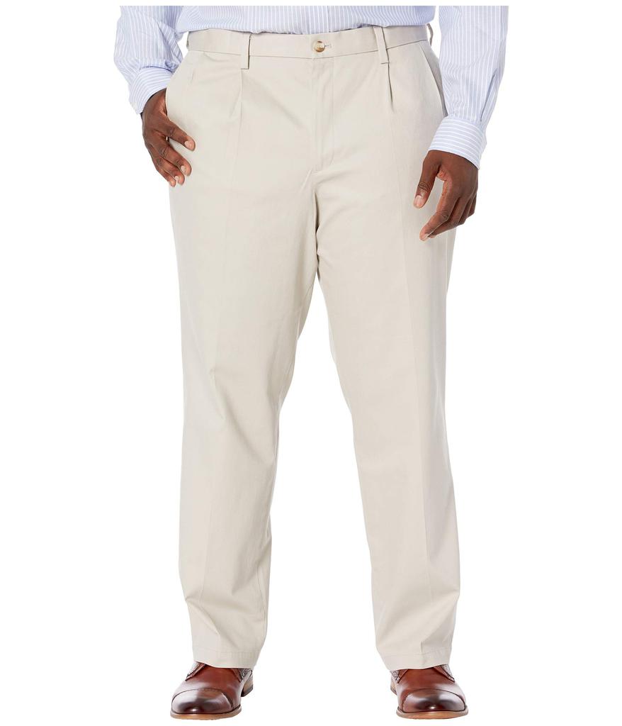 Big & Tall Classic Fit Signature Khaki Lux Cotton Stretch Pants - Pleated商品第1张图片规格展示