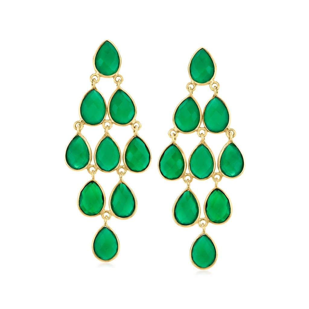 商品[国内直发] Ross-Simons|Ross-Simons Green Chalcedony Chandelier Earrings in 18kt Gold Over Sterling,价格¥791,第1张图片