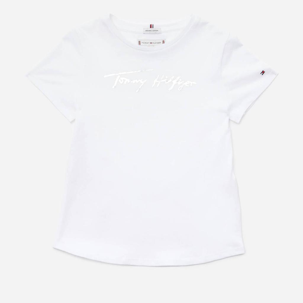 Tommy Hilfiger Girls' Script Print T-Shirt Short Sleeved - White商品第1张图片规格展示