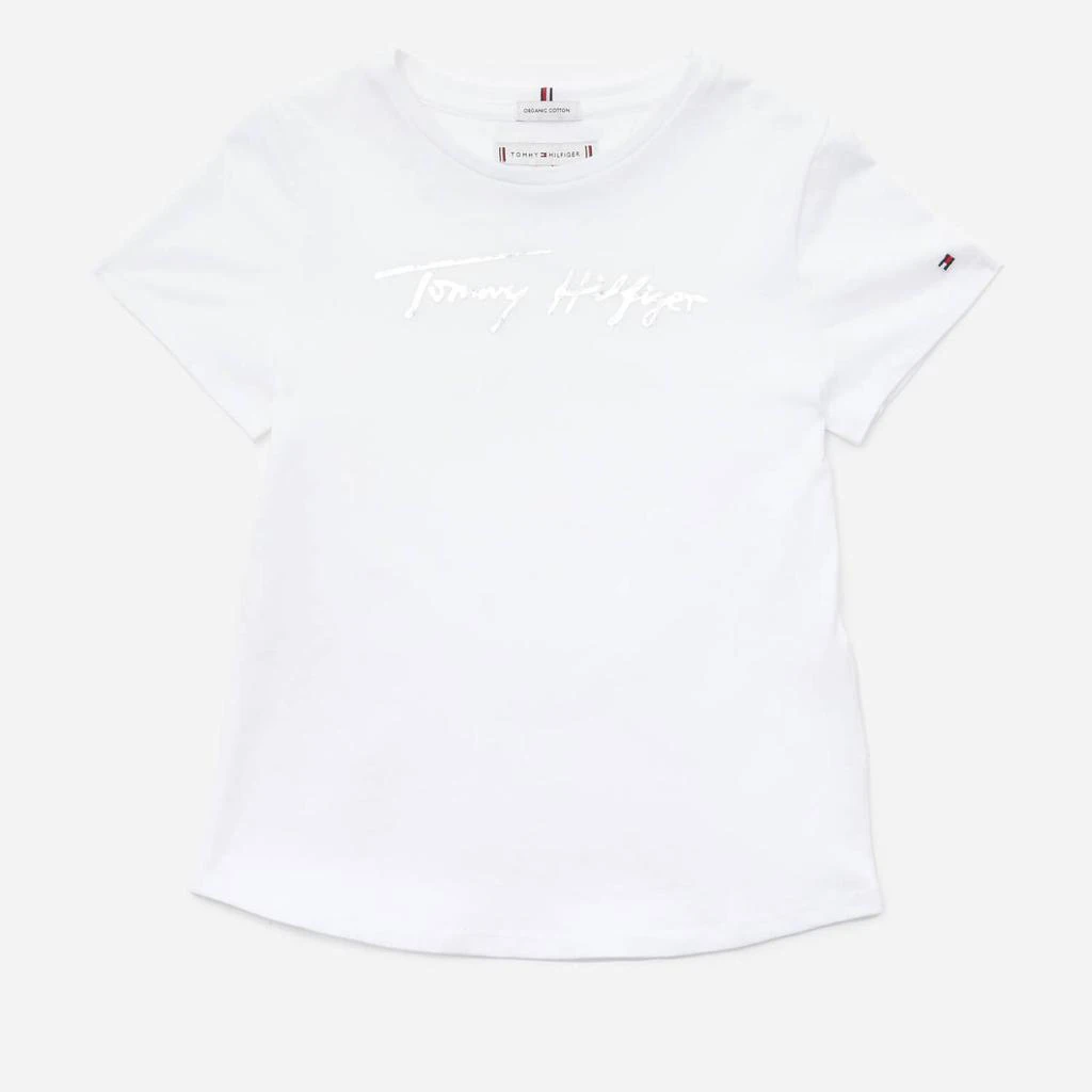 商品Tommy Hilfiger|Tommy Hilfiger Girls' Script Print T-Shirt Short Sleeved - White,价格¥118,第1张图片