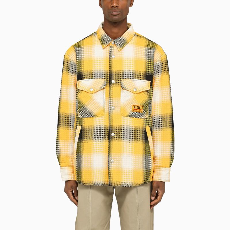 Yellow checked casual shirt商品第1张图片规格展示