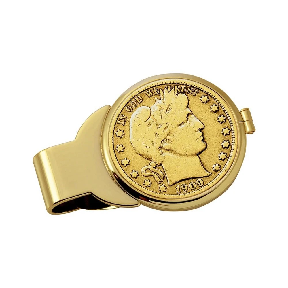 商品American Coin Treasures|Men's Gold-Layered Silver Barber Half Dollar Coin Money Clip,价格¥658,第1张图片