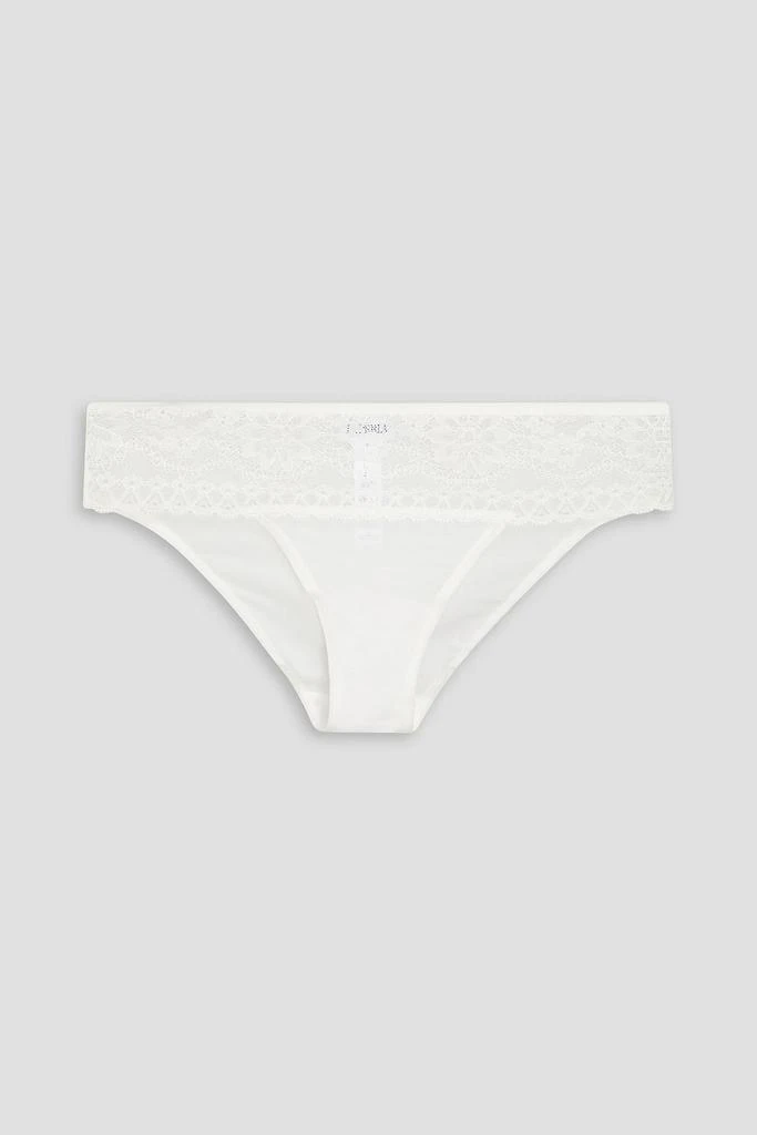 商品La Perla|Lace and stretch-tulle mid-rise thong,价格¥173,第1张图片