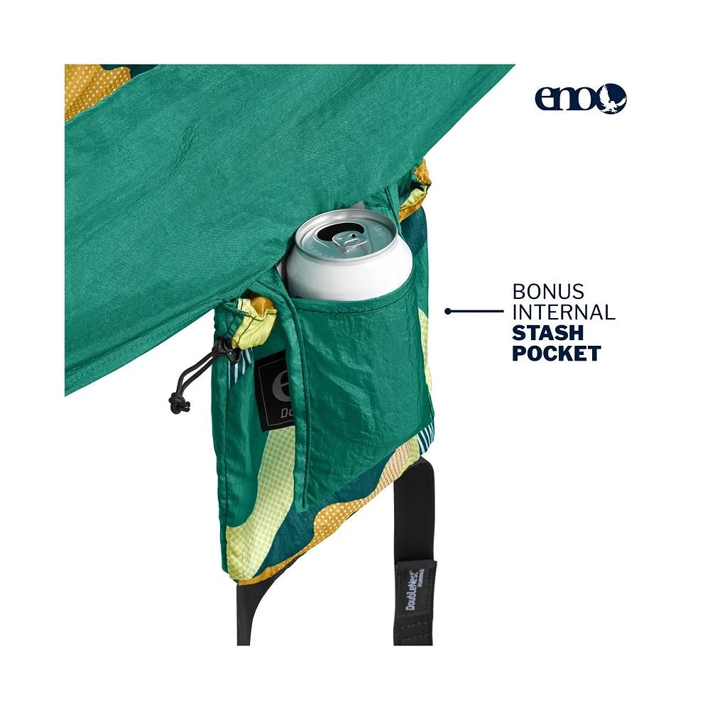 商品ENO|DoubleNest Hammock - Lightweight, Portable, 1 to 2 Person Hammock - For Camping, Hiking, Backpacking, Travel, a Festival, or the Beach - Retro/Emerald,价格¥632,第3张图片详细描述