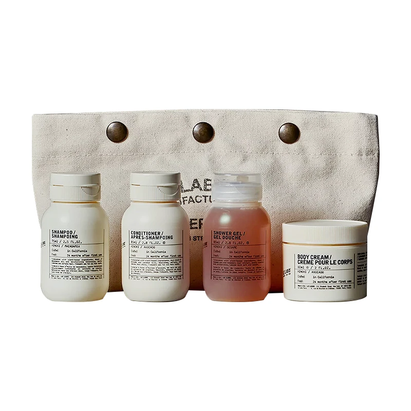 商品Le Labo|Le labo洗护旅行套装 桧木沐浴露+润肤露+洗发水+护发素+帆布手拿包 85mlx3+60ml,价格¥455,第1张图片