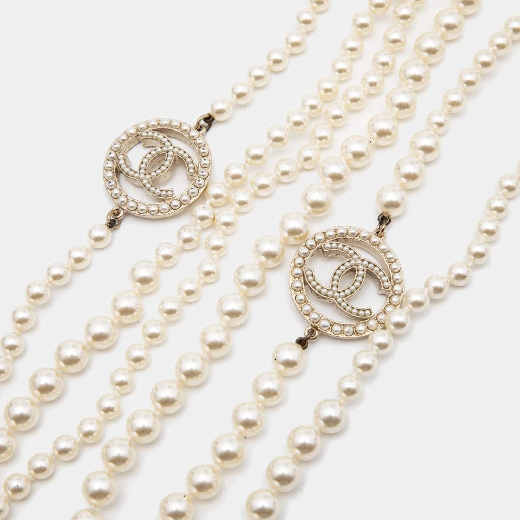 商品[二手商品] Chanel|Chanel CC Faux Pearl Gold Tone Necklace,价格¥9306,第3张图片详细描述