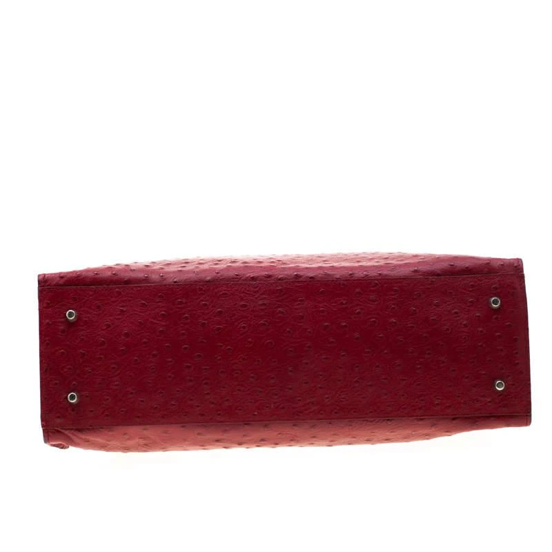 Furla Red Ostrich Embossed Leather Large Greta Tote 商品