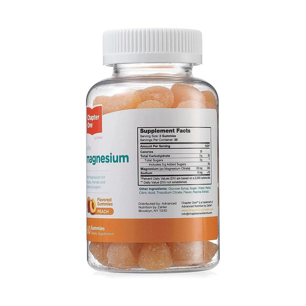 商品Zahler|Chapter One Peach Flavored Magnesium for Kids - 60 Flavored Gummies,价格¥112,第2张图片详细描述