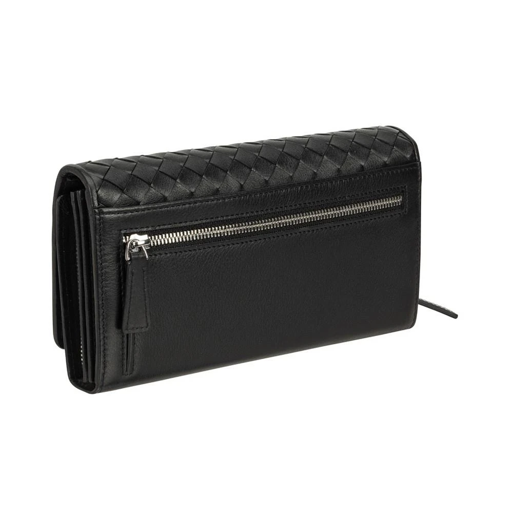 商品Mancini Leather Goods|Women's Basket Weave Collection RFID Secure Clutch Wallet,价格¥844,第3张图片详细描述