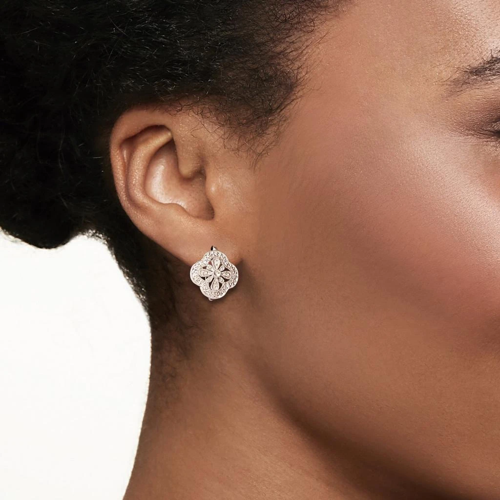 商品Ross-Simons|Ross-Simons Openwork Clover Drop Earrings With Diamond Accents in Sterling Silver,价格¥992,第2张图片详细描述