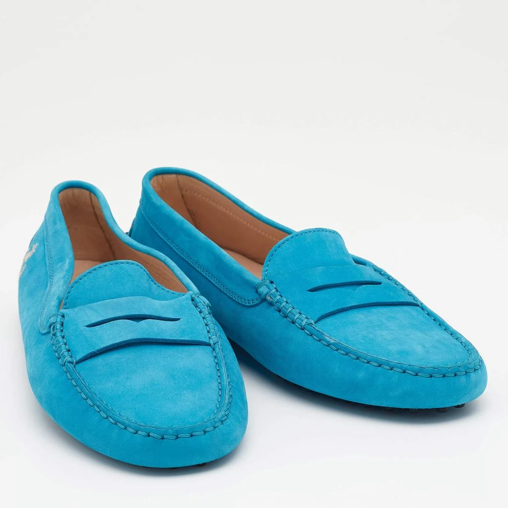 商品[二手商品] Tod's|Tod's for Ferrari Blue Nubuck Leather Slip On Loafers Size 38,价格¥1396,第4张图片详细描述