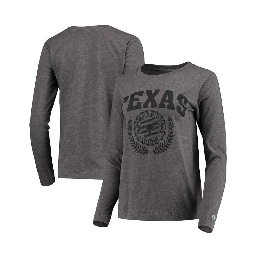 商品CHAMPION|Women's Heathered Charcoal Texas Longhorns University Laurels Long Sleeve T-shirt,价格¥222,第1张图片