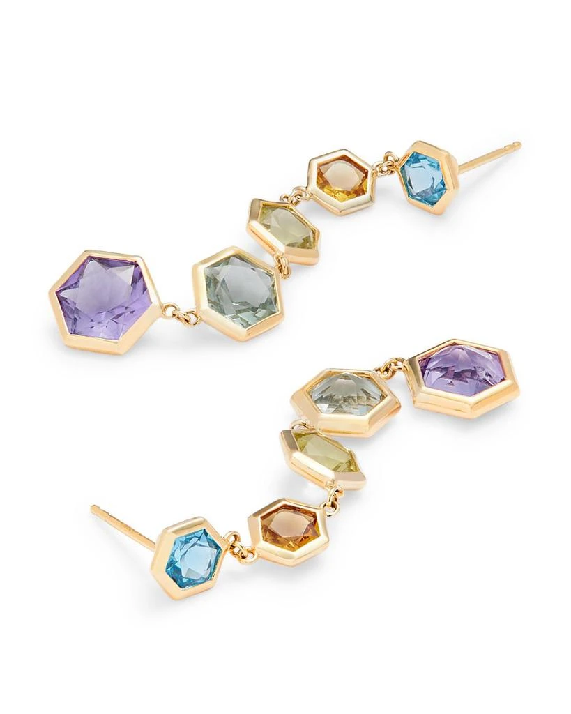 Multi Gemstone Hexagon Drop Earring in 14K Yellow Gold 商品
