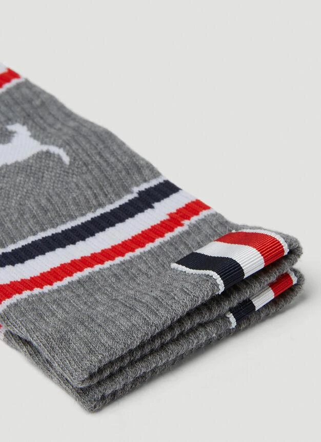 商品Thom Browne|Hector Mid Calf Socks in Grey,价格¥596,第5张图片详细描述
