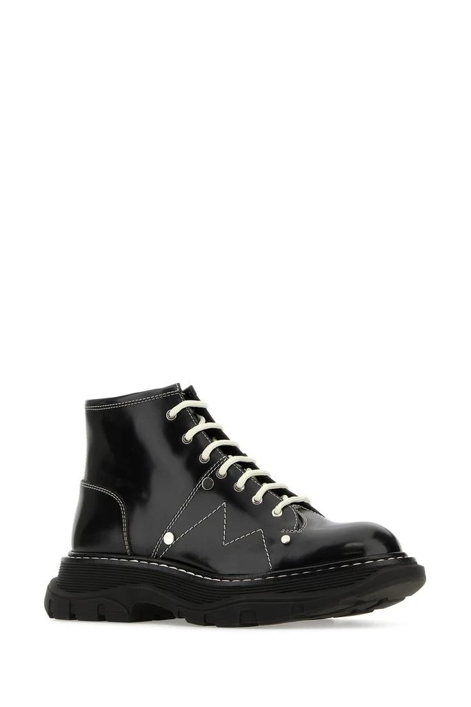 商品Alexander McQueen|Black leather Tread ankle boots,价格¥6971,第1张图片