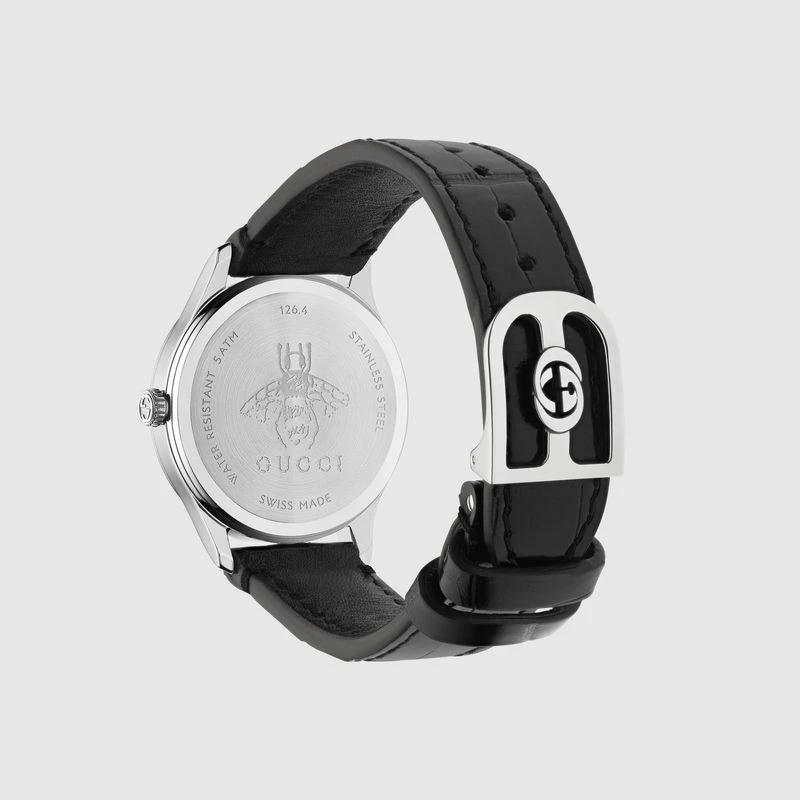 商品Gucci|【预售1个月】Gucci古驰女士黑色鳄鱼皮G-Timeless蜜蜂32毫米腕表,价格¥8455,第4张图片详细描述