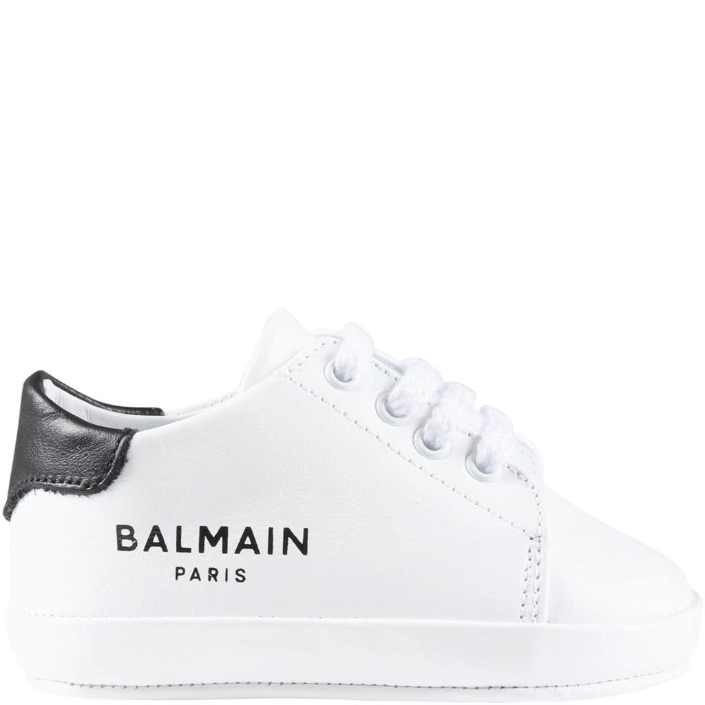 商品Balmain|Balmain White Sneakers For Babies With Black Logo,价格¥1612,第1张图片