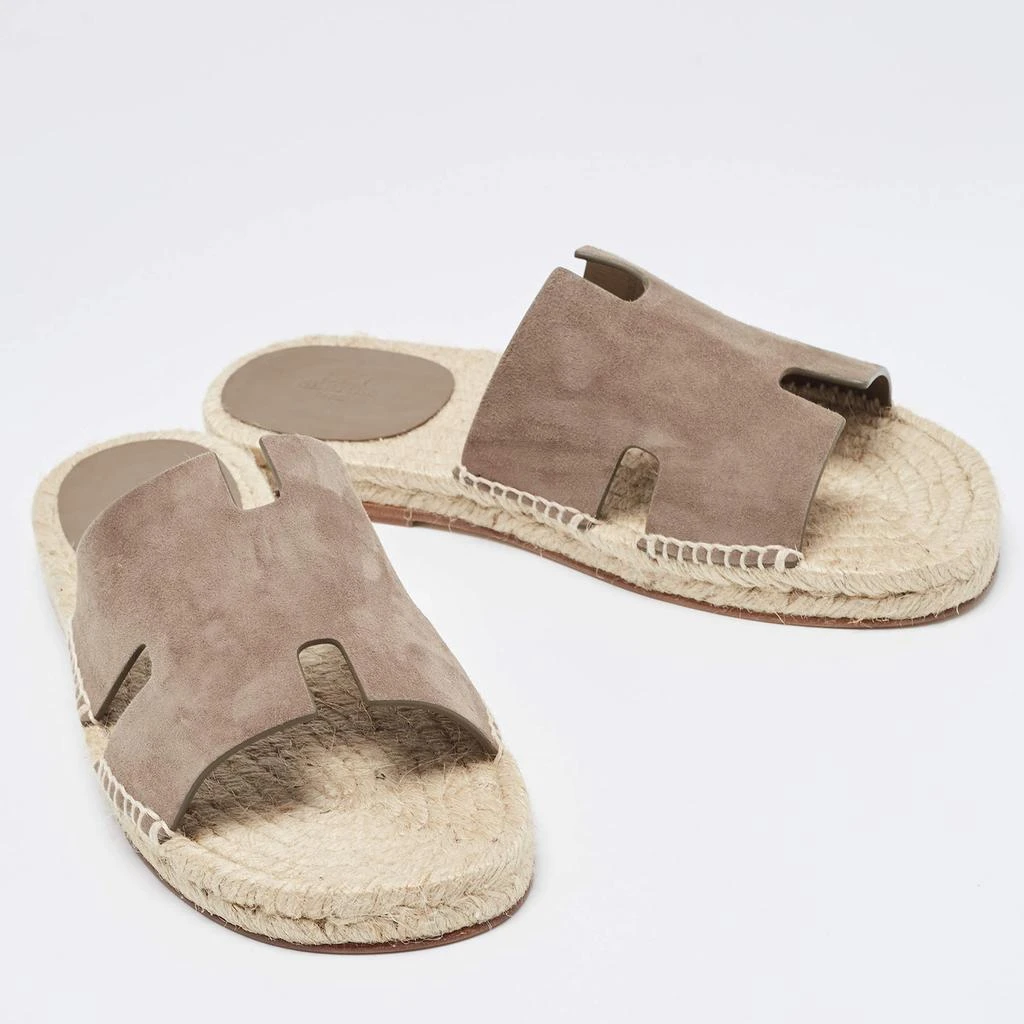 商品Hermes|Hermes Brown Suede Antigua Flat Slides Size 41,价格¥3846,第4张图片详细描述