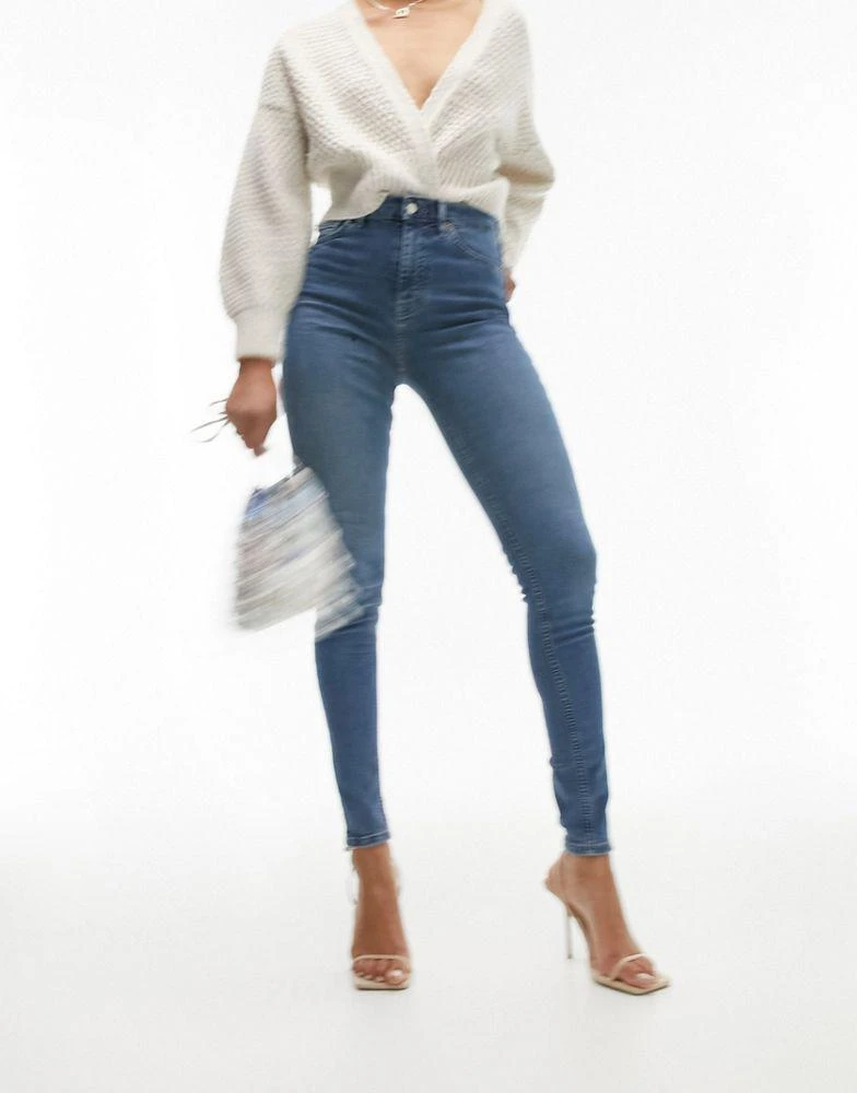 商品Topshop|Topshop Tall high rise Jamie jeans in mid blue,价格¥258,第1张图片