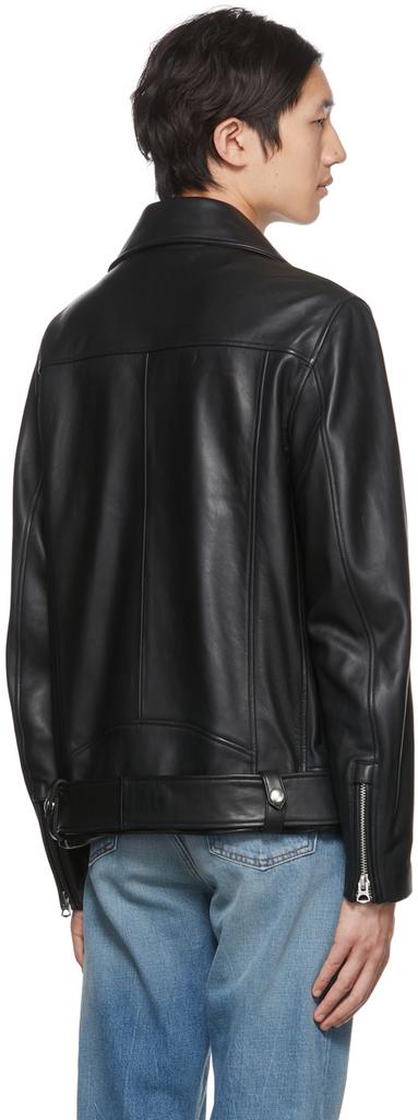 Black Zip Leather Jacket商品第3张图片规格展示