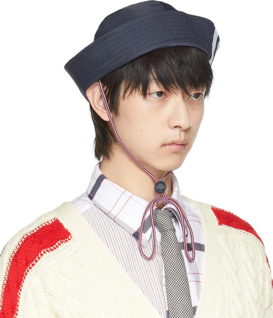 商品Thom Browne|Navy 4-Bar Turn Back Bucket Hat,价格¥1087,第2张图片详细描述